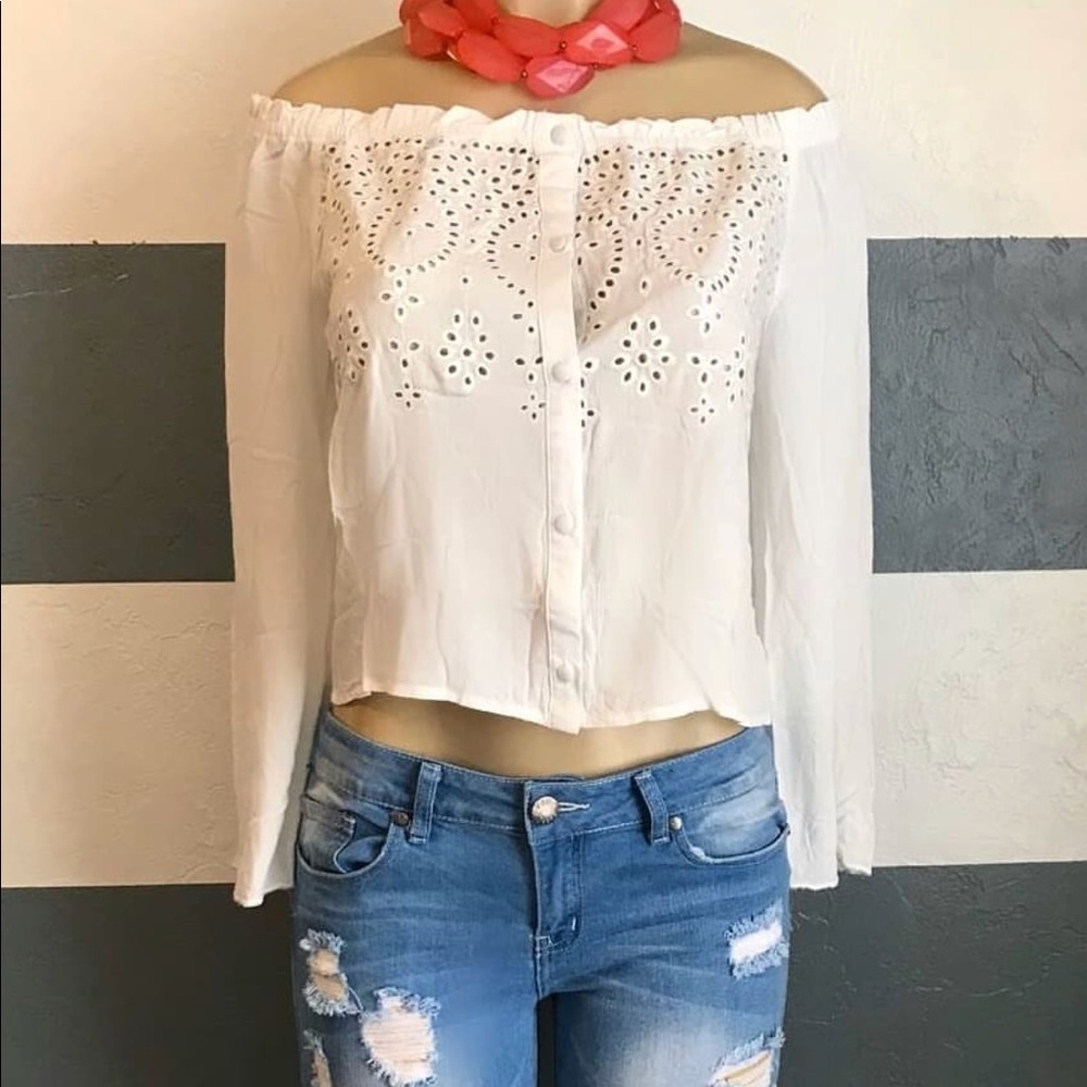 White Strapless Shirt Long Sleeve